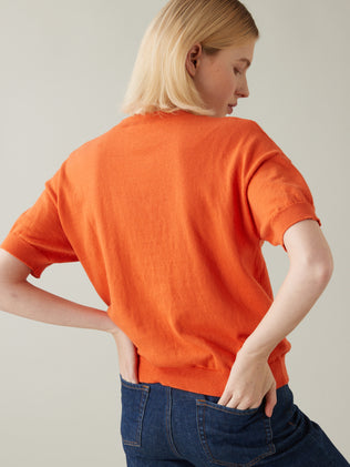 Damenpullover aus Baumwolle und Cashmere mit Lochmuster