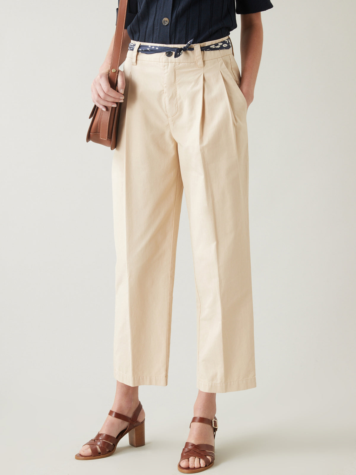 Damen-Zigarettenhose aus Baumwolle und Leinen