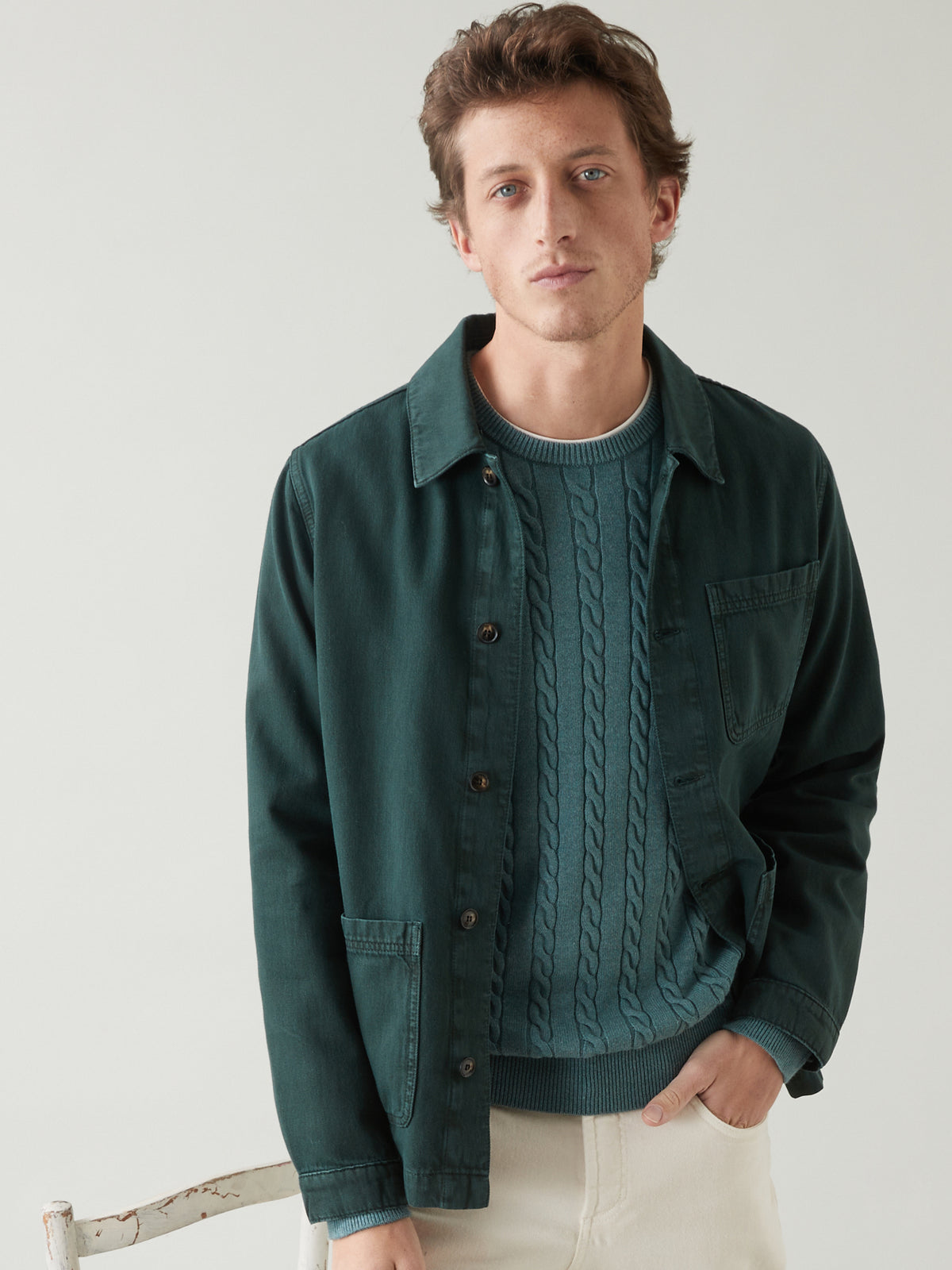 Herrenjacke im Working-Esprit - Twill aus recycelter Baumwolle