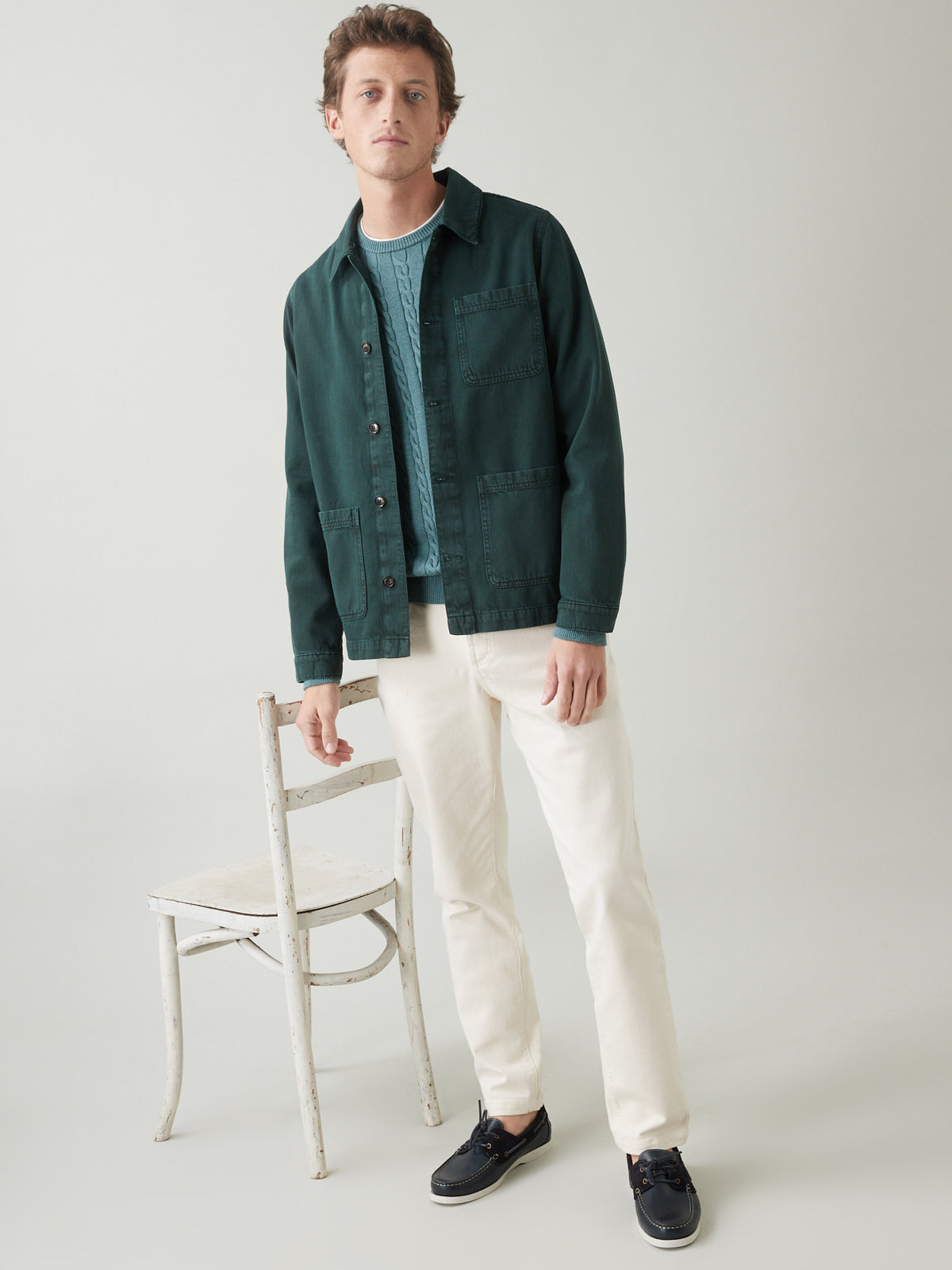 Herrenjacke im Working-Esprit - Twill aus recycelter Baumwolle