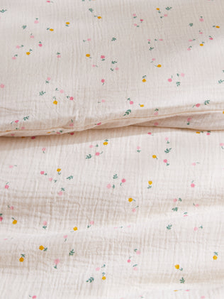 Bettbezug aus Baumwoll-Gaze « Blüten »