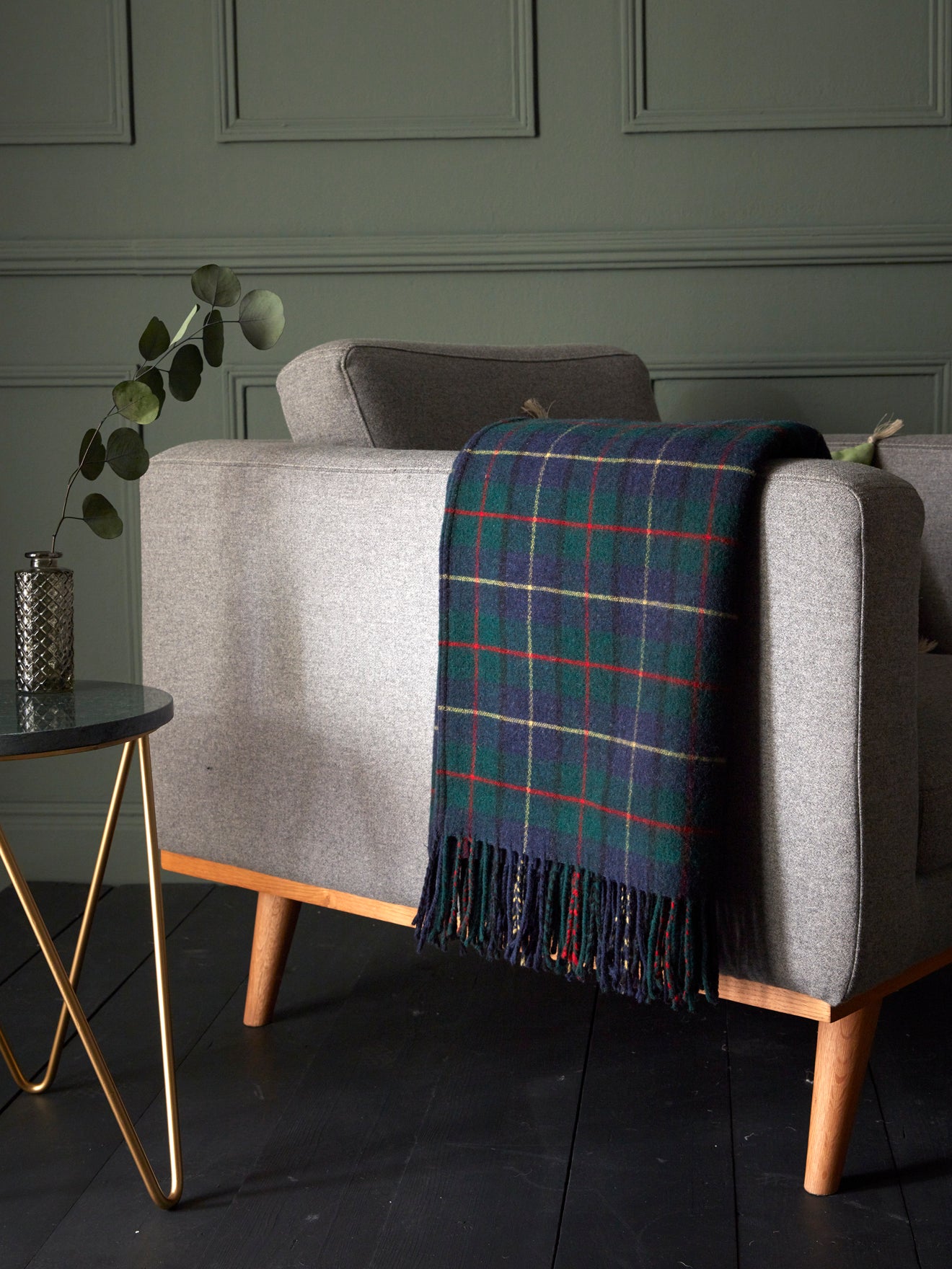 Kariertes Plaid mit Wollanteil