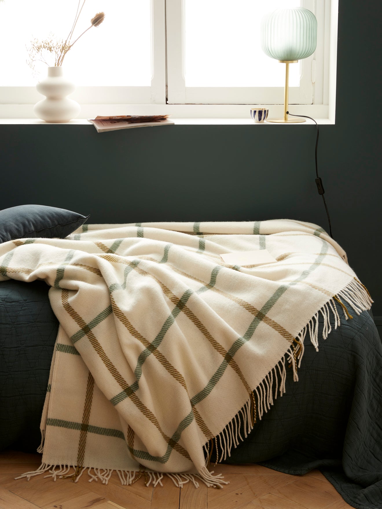 Kariertes XL-Plaid mit Wolle
