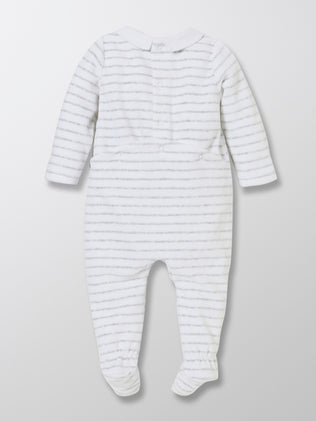 Babystrampler aus Velours mit Streifenmuster