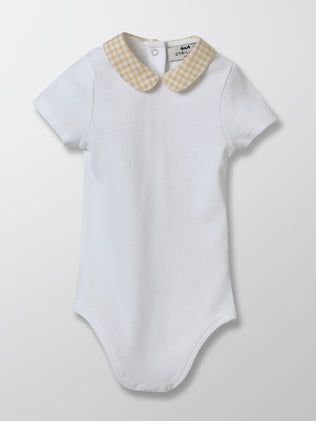 Baby-Body mit Vichymuster-Kragen - Bio-Baumwolle