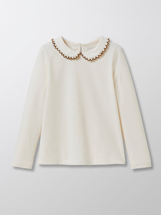 Mädchen-Shirt aus Bio-Baumwolle mit Festonbordüre am Kragen